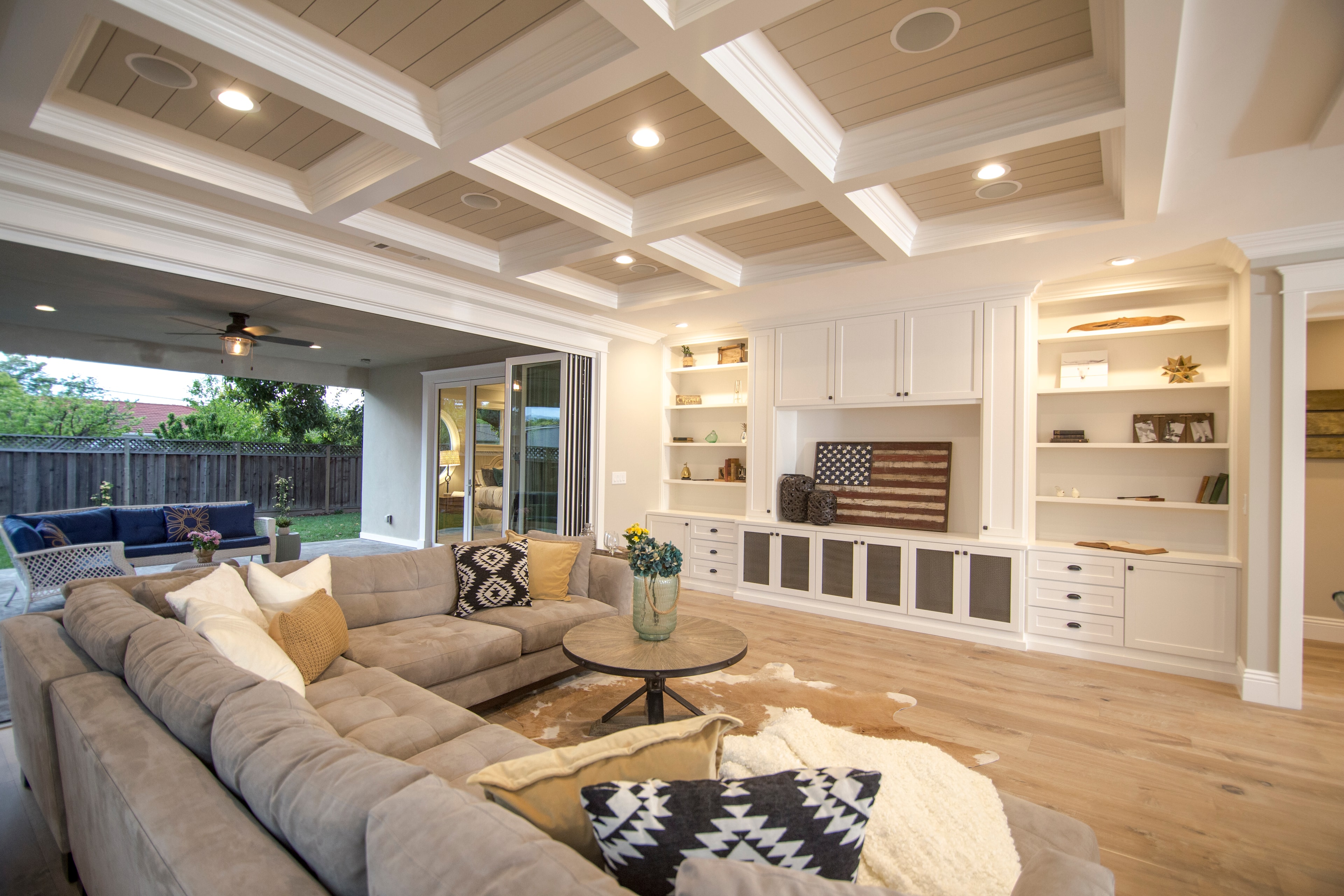 Living room with custom built-ins